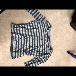 Striped button down cropped shirt